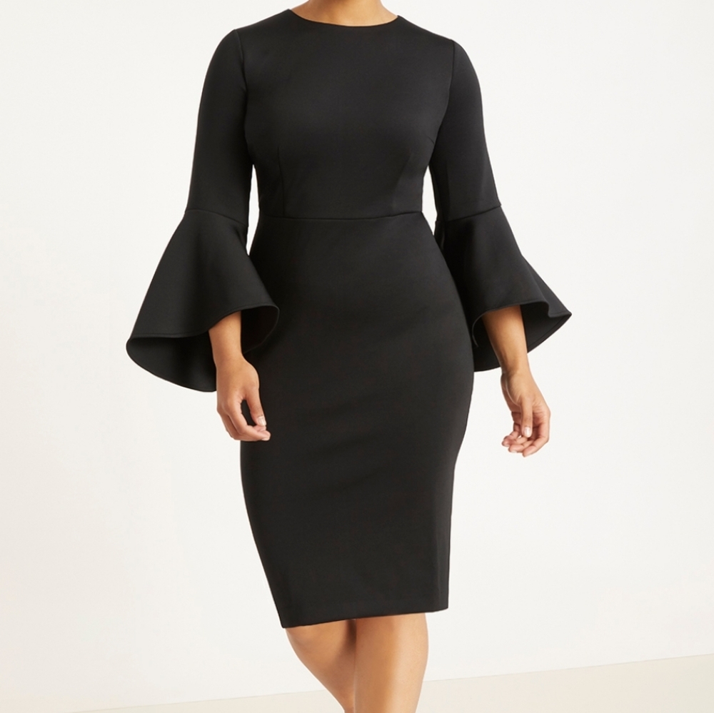 Eloquii Flare Sleeves black dress